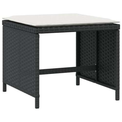 Outdoor Garden Stools Patio Ottoman Cushions Bench Seat 4pcs Black 41x41x36cm