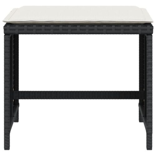 Outdoor Garden Stools Patio Ottoman Cushions Bench Seat 4pcs Black 41x41x36cm - Image 5