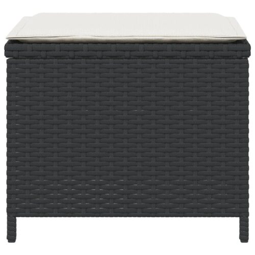 Outdoor Garden Stools Patio Ottoman Cushions Bench Seat 4pcs Black 41x41x36cm - Image 6