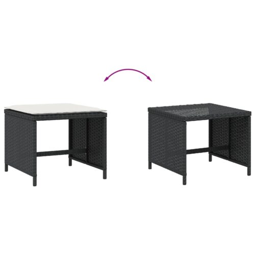 Outdoor Garden Stools Patio Ottoman Cushions Bench Seat 4pcs Black 41x41x36cm - Image 7