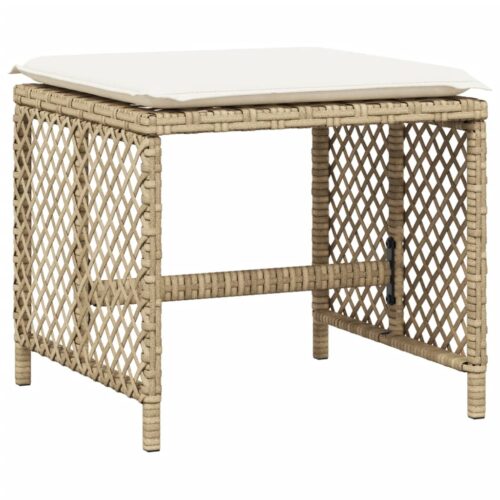 Outdoor Garden Stools Patio Ottoman Cushions Bench Seat 4pcs Beige 41x41x36cm