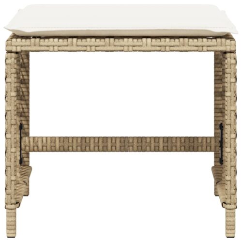Outdoor Garden Stools Patio Ottoman Cushions Bench Seat 4pcs Beige 41x41x36cm - Image 5