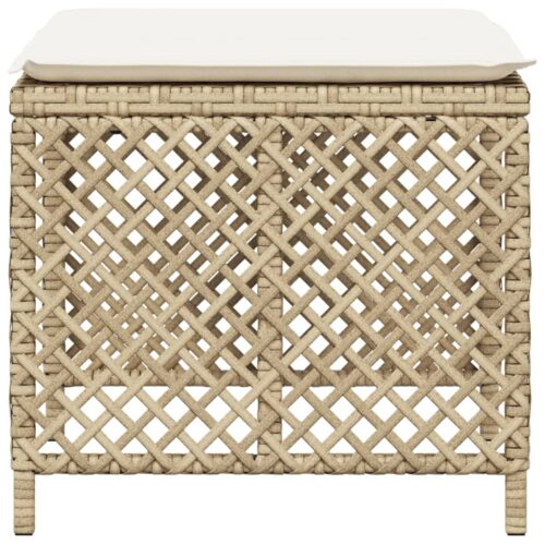 Outdoor Garden Stools Patio Ottoman Cushions Bench Seat 4pcs Beige 41x41x36cm - Image 6