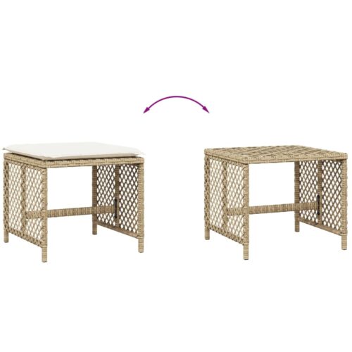 Outdoor Garden Stools Patio Ottoman Cushions Bench Seat 4pcs Beige 41x41x36cm - Image 7