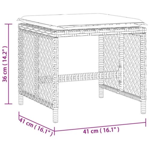 Outdoor Garden Stools Patio Ottoman Cushions Bench Seat 4pcs Beige 41x41x36cm - Image 11