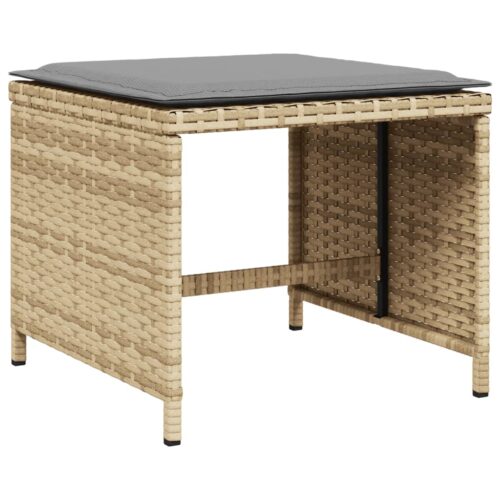 Outdoor Garden Stools Patio Ottoman Cushions Bench Seat 4pcs Mix Beige 41x41x36cm