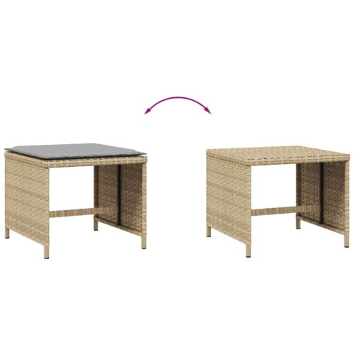 Outdoor Garden Stools Patio Ottoman Cushions Bench Seat 4pcs Mix Beige 41x41x36cm - Image 7