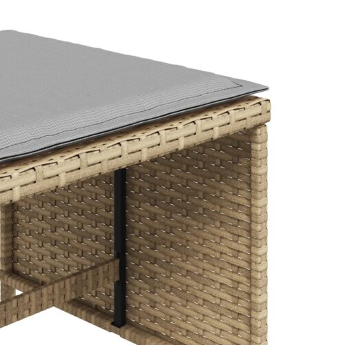 Outdoor Garden Stools Patio Ottoman Cushions Bench Seat 4pcs Mix Beige 41x41x36cm - Image 9