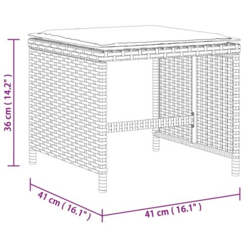 Outdoor Garden Stools Patio Ottoman Cushions Bench Seat 4pcs Mix Beige 41x41x36cm - Image 11