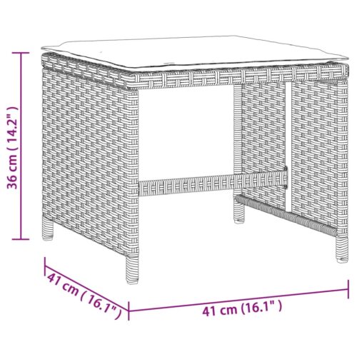 Outdoor Garden Stools Patio Ottoman Cushions Bench Seat 4pcs Grey 41x41x36cm - Image 11