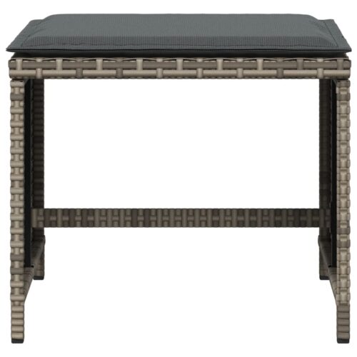 Outdoor Garden Stools Patio Ottoman Cushions Bench Seat 4pcs Grey 41x41x36cm - Image 5