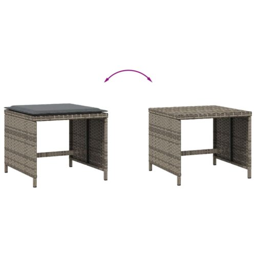 Outdoor Garden Stools Patio Ottoman Cushions Bench Seat 4pcs Grey 41x41x36cm - Image 7