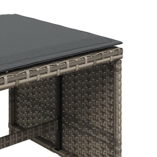 Outdoor Garden Stools Patio Ottoman Cushions Bench Seat 4pcs Grey 41x41x36cm - Image 9