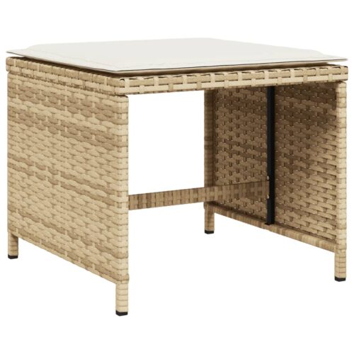 Outdoor Garden Stools Patio Ottoman Cushions Bench Seat 4pcs Beige 41x41x36cm