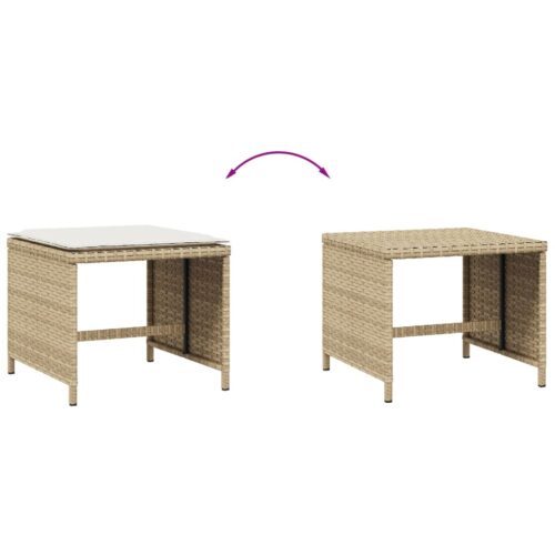 Outdoor Garden Stools Patio Ottoman Cushions Bench Seat 4pcs Beige 41x41x36cm - Image 7