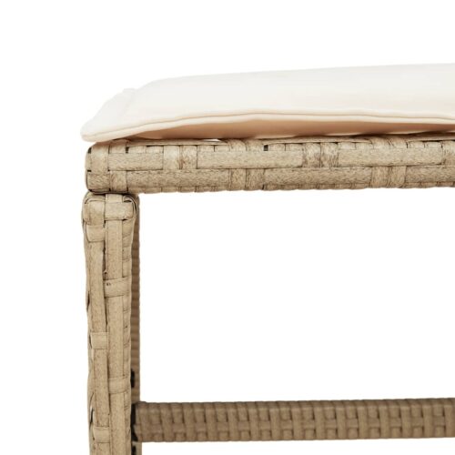 Outdoor Garden Stools Patio Ottoman Cushions Bench Seat 4pcs Beige 41x41x36cm - Image 8