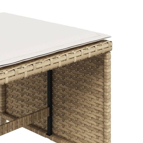 Outdoor Garden Stools Patio Ottoman Cushions Bench Seat 4pcs Beige 41x41x36cm - Image 9