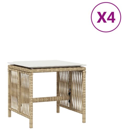 Outdoor Garden Stools Patio Ottoman Cushions Bench Seat 4pcs Beige 41x41x36cm - Image 2