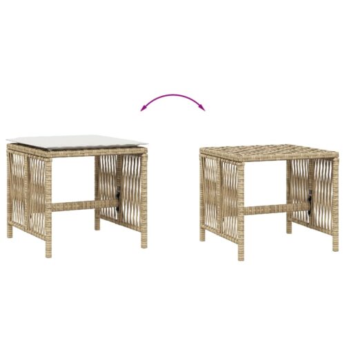 Outdoor Garden Stools Patio Ottoman Cushions Bench Seat 4pcs Beige 41x41x36cm - Image 7