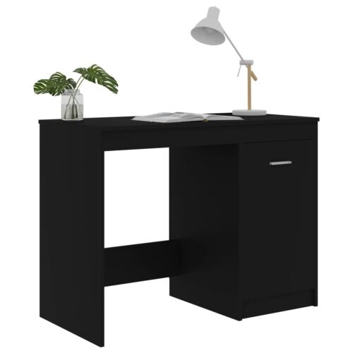 Wooden Desk Home Office Study Computer Storage Shelf Drawer Craft Table Black 100x50x76cm - Image 5