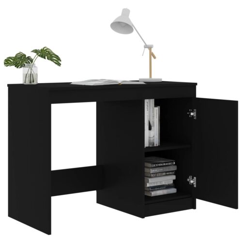 Wooden Desk Home Office Study Computer Storage Shelf Drawer Craft Table Black 100x50x76cm - Image 6