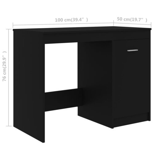 Wooden Desk Home Office Study Computer Storage Shelf Drawer Craft Table Black 100x50x76cm - Image 9