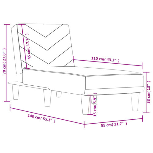 Velvet Chaise Lounge Chair Accent Lounger Bed Recliner Daybed Sofa Couch Grey - Image 10