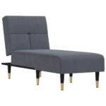 Velvet Chaise Lounge Chair Accent Lounger Bed Recliner Daybed Sofa Couch Dark Grey