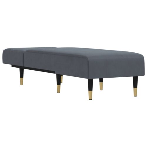 Velvet Chaise Lounge Chair Accent Lounger Bed Recliner Daybed Sofa Couch Dark Grey - Image 3