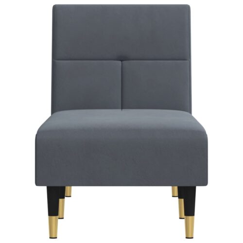 Velvet Chaise Lounge Chair Accent Lounger Bed Recliner Daybed Sofa Couch Dark Grey - Image 4