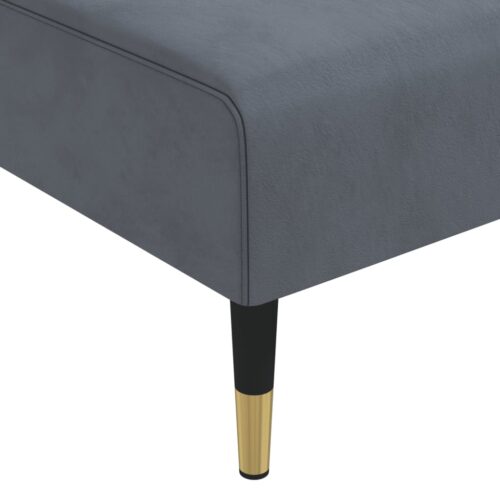Velvet Chaise Lounge Chair Accent Lounger Bed Recliner Daybed Sofa Couch Dark Grey - Image 7