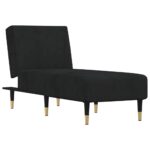 Velvet Chaise Lounge Chair Accent Lounger Bed Recliner Daybed Sofa Couch Black