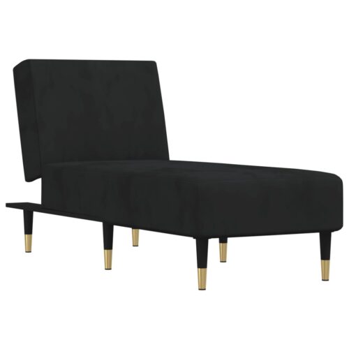 Velvet Chaise Lounge Chair Accent Lounger Bed Recliner Daybed Sofa Couch Black