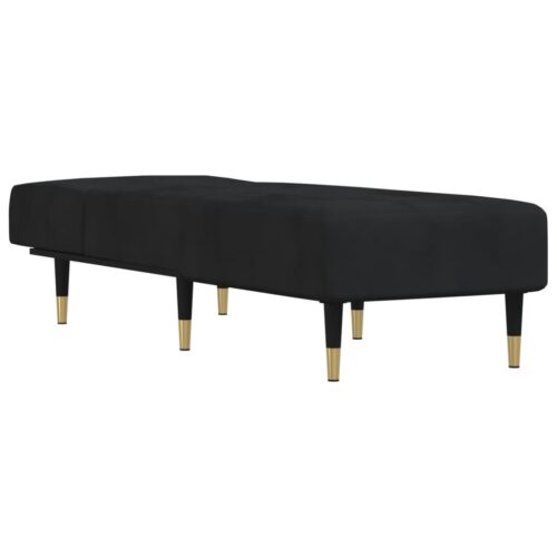 Velvet Chaise Lounge Chair Accent Lounger Bed Recliner Daybed Sofa Couch Black - Image 4