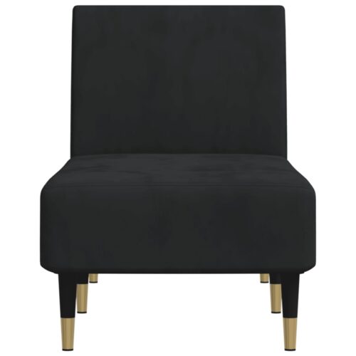 Velvet Chaise Lounge Chair Accent Lounger Bed Recliner Daybed Sofa Couch Black - Image 5