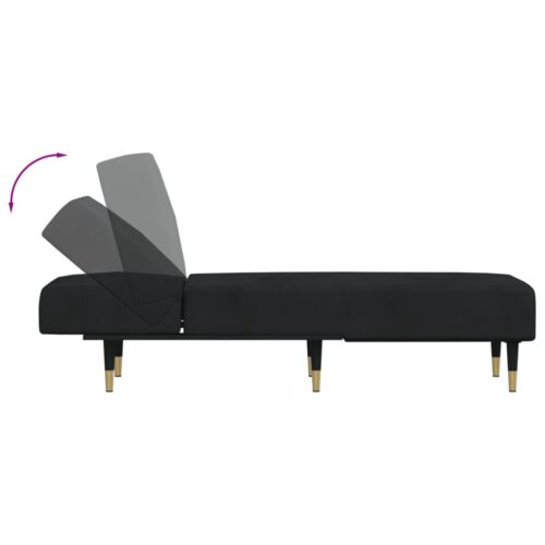 Velvet Chaise Lounge Chair Accent Lounger Bed Recliner Daybed Sofa Couch Black - Image 7