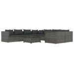 9-Piece Garden Lounge Set with Cushions Poly Rattan Wicker Outdoor Patio Furniture Grey