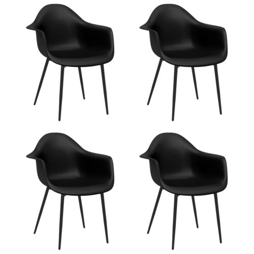 4pcs Minimalist Chairs Dining Lounge Kitchen Seat Chair Set Black
