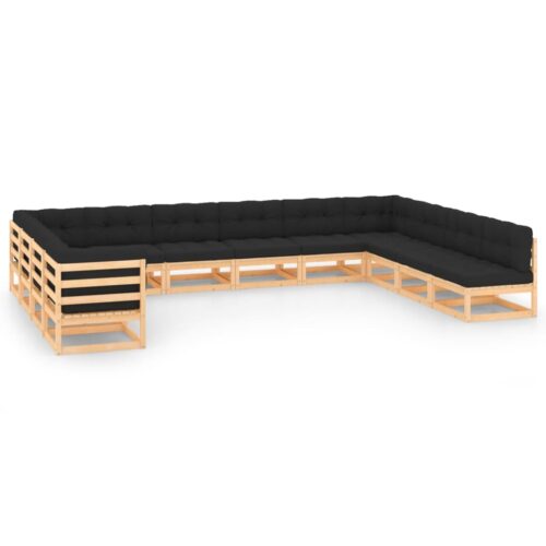12-Piece Garden Lounge Set with Anthracite Cushions Pine Wood Outdoor Patio Furniture