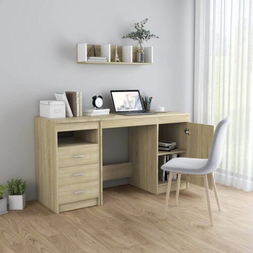Desk Sonoma Oak 140x50x76cm Engineered Wood - Image 3