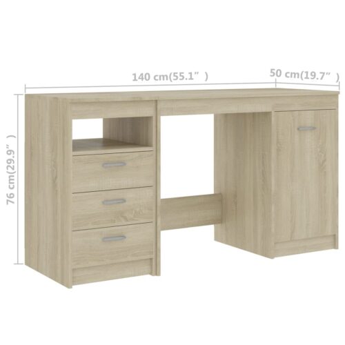 Desk Sonoma Oak 140x50x76cm Engineered Wood - Image 7