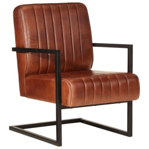 Sofa Chair Brown Real Leather - Image 9