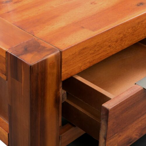 Dressing Table Set with Stool Mirror Solid Acacia Wood - Image 6