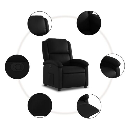 Faux Leather Recliner Chair Lounge Accent Sofa Movie TV Couch Armchair Black - Image 5