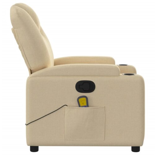 Fabric Massage Recliner Chair Lounge Sofa Movie TV Couch Armchair Massager Cream - Image 5