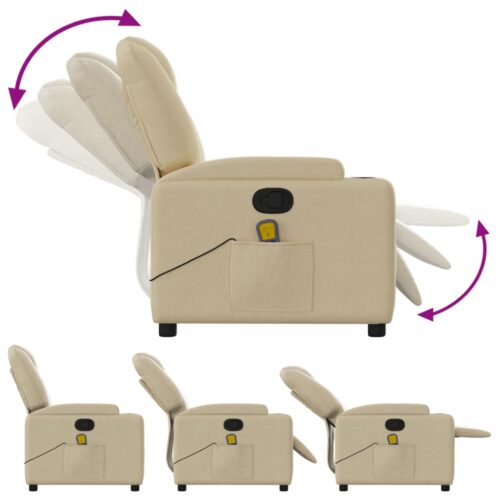 Fabric Massage Recliner Chair Lounge Sofa Movie TV Couch Armchair Massager Cream - Image 7