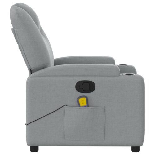 Massage Recliner Chair Light Grey Fabric - Image 8