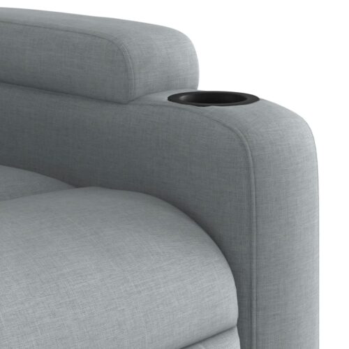 Massage Recliner Chair Light Grey Fabric - Image 9