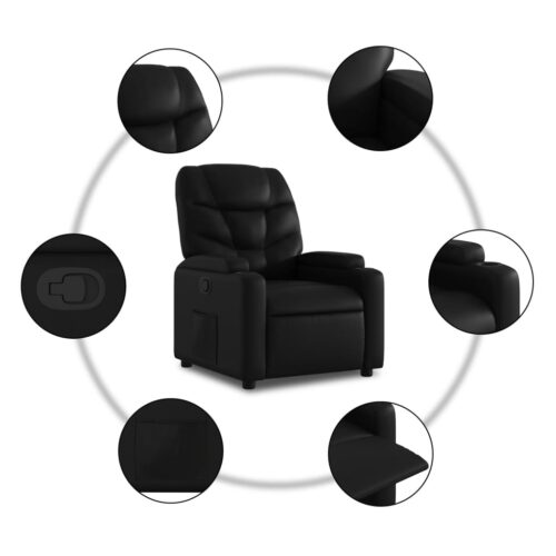 Faux Leather Recliner Chair Lounge Accent Sofa Movie TV Couch Armchair Black - Image 7