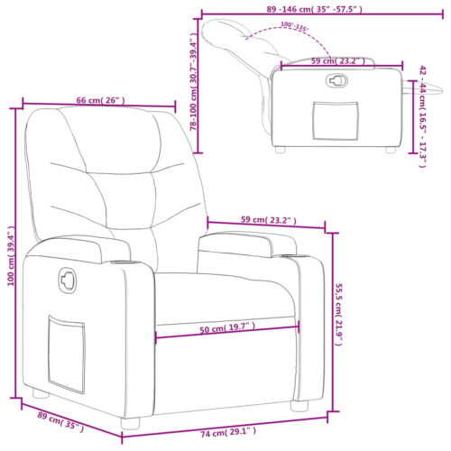 Faux Leather Recliner Chair Lounge Accent Sofa Movie TV Couch Armchair Black - Image 11